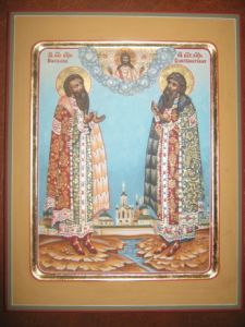 Рукописная икона Благоверные князья Василий и Константин Ярославские