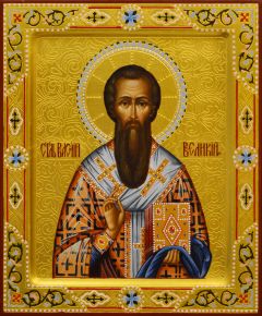 Рукописная икона Василий Великий