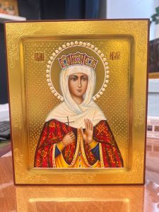 Рукописная икона Ирина Македонская с жемчугом
