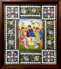 Икона из финифти Святая Троица