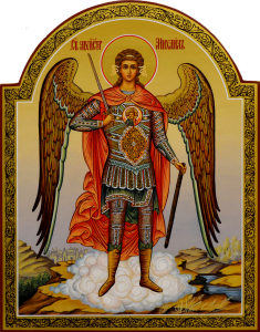 Рукописная икона Архангел Михаил 19 (Размер 22*28 см)
