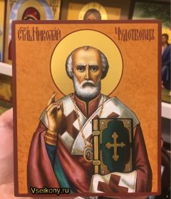 Рукописная икона Николай Чудотворец 100