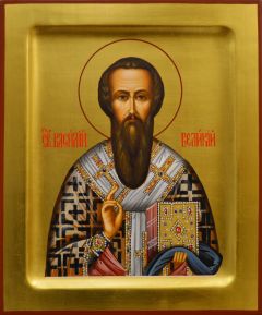 Рукописная икона Василий Великий