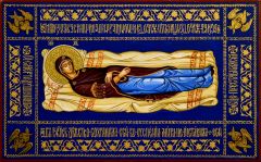 Рукописная икона Плащаница Богоматери (Успение)
