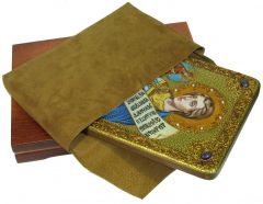 Икона ручной работы Роман Сладкопевец с камнями