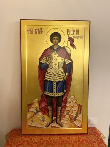 Рукописная икона Георгий Победоносец 7