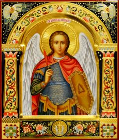 Рукописная икона Архангел Михаил 46 (Размер 27х31 см)