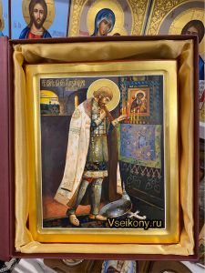 Рукописная икона Александр Невский 61 (Размер 21*25 см)