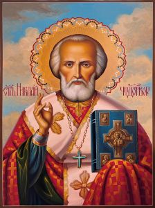 Рукописная икона Николай Чудотворец 121