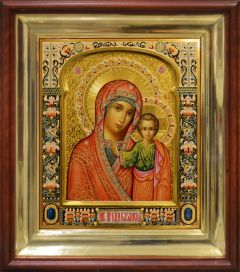 Рукописная икона Казанская 96 (Размер 27х31 см)