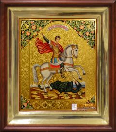 Рукописная икона Чудо Георгия о змие 53 (Размер 27х31 см)