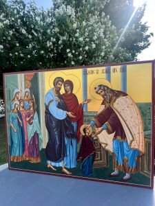 Рукописная икона Введение в храм Пресвятой Богородицы №2 (Размер 30х40 см)