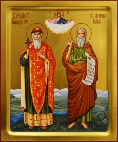 Рукописная семейная икона №163 (свв.Владимир равноап. и Илия Пророк)