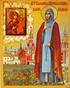 Рукописная икона Евфросиния (Евдокия) Московская