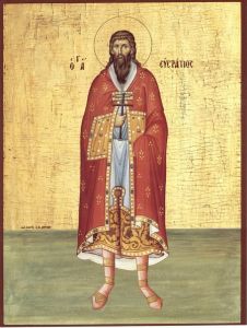 Рукописная икона Евстратий Севастийский