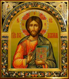 Рукописная икона Спас Вседержитель №88 (Размер 27*31 см)