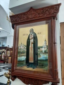 Рукописная икона Серафим Саровский храмовая №2
