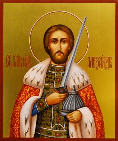 Рукописная икона Александр Невский №80 