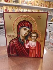 Рукописная икона Божией Матери Казанская №172 (Размер 17х21 см)