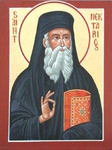 Рукописная икона Нектарий Эгинский