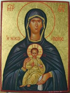 Рукописная икона Никопея Победоносная