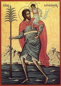 Рукописная икона Христофор