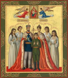Рукописная икона Царская семья