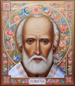 Рукописная икона Николай Чудотворец 12