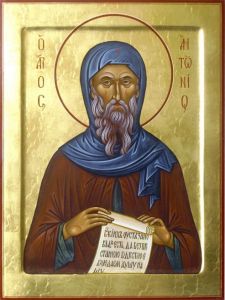 Рукописная икона Антоний Великий
