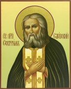 Рукописная икона Серафим Саровский 6 