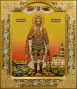 Рукописная икона Александр Невский с резьбой 43 (Размер 27*31 см)