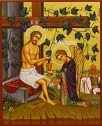 Рукописная икона Иисус Христос Лоза Истинная