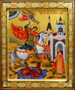 Рукописная икона Чудо Георгия о змие 5