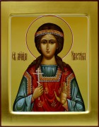 Рукописная икона Христина с золочеными полями