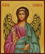 Рукописная икона Ангел Хранитель поясной
