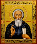 Рукописная икона Сергий Радонежский с резьбой 15 